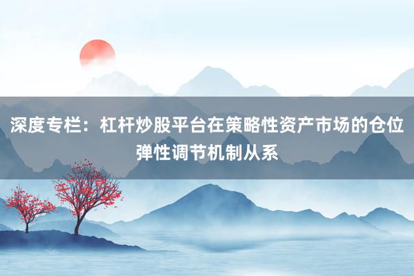 深度专栏：杠杆炒股平台在策略性资产市场的仓位弹性调节机制从系